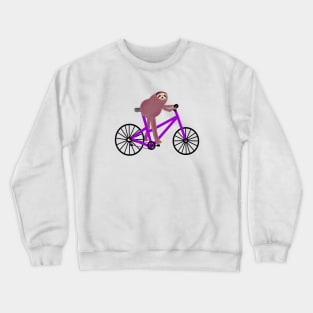 Sloth On A Purple Bike Crewneck Sweatshirt